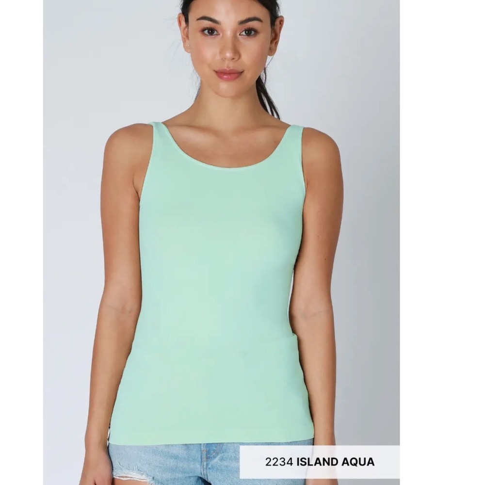 Prime Cut Island Aqua Seamless‎ Scoop Neck Tank Top P-29 One Size